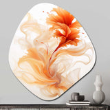 Watercolor Modern Floral In Orange - Asymmetric Metal Wall Art