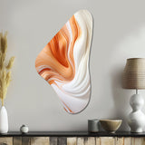 Orange And White Paint Waves - Asymmetric Metal Wall Art