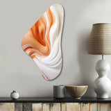 Orange And White Paint Waves - Asymmetric Metal Wall Art