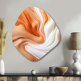 Orange And White Paint Waves - Asymmetric Metal Wall Art