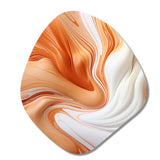 Orange And White Paint Waves - Asymmetric Metal Wall Art