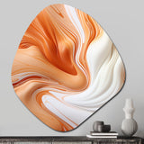 Orange And White Paint Waves - Asymmetric Metal Wall Art