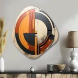 Midcentury Geometric Abstract In Retro Orange - Asymmetric Metal Wall Art