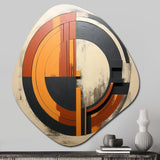 Midcentury Geometric Abstract In Retro Orange - Asymmetric Metal Wall Art