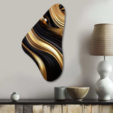 Abstract Liquid Gold And Black Swirl I - Asymmetric Metal Wall Art