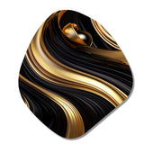 Abstract Liquid Gold And Black Swirl I - Asymmetric Metal Wall Art