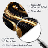 Abstract Liquid Gold And Black Swirl I - Asymmetric Metal Wall Art