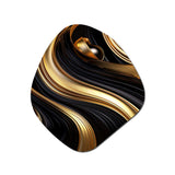 Abstract Liquid Gold And Black Swirl I - Asymmetric Metal Wall Art