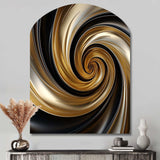 Abstract Liquid Gold And Black Spiral Swirl - Asymmetric Metal Wall Art