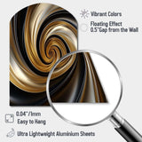 Abstract Liquid Gold And Black Spiral Swirl - Asymmetric Metal Wall Art