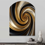 Abstract Liquid Gold And Black Spiral Swirl - Asymmetric Metal Wall Art