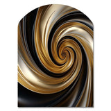 Abstract Liquid Gold And Black Spiral Swirl - Asymmetric Metal Wall Art