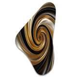 Abstract Liquid Gold And Black Spiral Swirl - Asymmetric Metal Wall Art