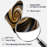 Abstract Liquid Gold And Black Spiral Swirl - Asymmetric Metal Wall Art