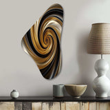 Abstract Liquid Gold And Black Spiral Swirl - Asymmetric Metal Wall Art