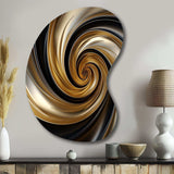 Abstract Liquid Gold And Black Spiral Swirl - Asymmetric Metal Wall Art