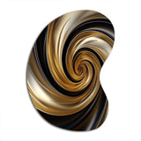 Abstract Liquid Gold And Black Spiral Swirl - Asymmetric Metal Wall Art