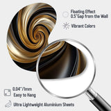 Abstract Liquid Gold And Black Spiral Swirl - Asymmetric Metal Wall Art