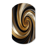 Abstract Liquid Gold And Black Spiral Swirl - Asymmetric Metal Wall Art