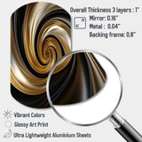 Abstract Liquid Gold And Black Spiral Swirl - Asymmetric Metal Wall Art