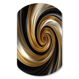 Abstract Liquid Gold And Black Spiral Swirl - Asymmetric Metal Wall Art