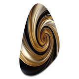 Abstract Liquid Gold And Black Spiral Swirl - Asymmetric Metal Wall Art