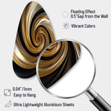 Abstract Liquid Gold And Black Spiral Swirl - Asymmetric Metal Wall Art