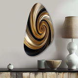 Abstract Liquid Gold And Black Spiral Swirl - Asymmetric Metal Wall Art