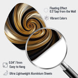 Abstract Liquid Gold And Black Spiral Swirl - Asymmetric Metal Wall Art