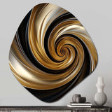 Abstract Liquid Gold And Black Spiral Swirl - Asymmetric Metal Wall Art