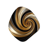 Abstract Liquid Gold And Black Spiral Swirl - Asymmetric Metal Wall Art