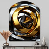 Circular Futuristic Gold And Silver Swirl - Asymmetric Metal Wall Art