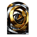 Circular Futuristic Gold And Silver Swirl - Asymmetric Metal Wall Art