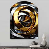 Circular Futuristic Gold And Silver Swirl - Asymmetric Metal Wall Art