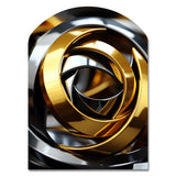 Circular Futuristic Gold And Silver Swirl - Asymmetric Metal Wall Art