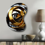 Circular Futuristic Gold And Silver Swirl - Asymmetric Metal Wall Art