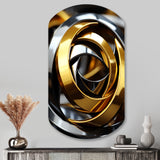 Circular Futuristic Gold And Silver Swirl - Asymmetric Metal Wall Art