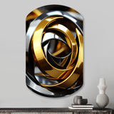 Circular Futuristic Gold And Silver Swirl - Asymmetric Metal Wall Art