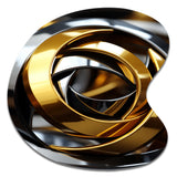 Circular Futuristic Gold And Silver Swirl - Asymmetric Metal Wall Art