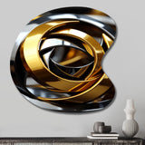 Circular Futuristic Gold And Silver Swirl - Asymmetric Metal Wall Art