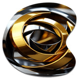 Circular Futuristic Gold And Silver Swirl - Asymmetric Metal Wall Art