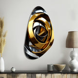 Circular Futuristic Gold And Silver Swirl - Asymmetric Metal Wall Art