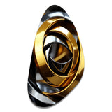 Circular Futuristic Gold And Silver Swirl - Asymmetric Metal Wall Art