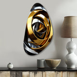 Circular Futuristic Gold And Silver Swirl - Asymmetric Metal Wall Art