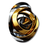 Circular Futuristic Gold And Silver Swirl - Asymmetric Metal Wall Art