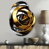 Circular Futuristic Gold And Silver Swirl - Asymmetric Metal Wall Art