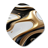 Liquid Gold Black And White Wave Dimension - Asymmetric Metal Wall Art