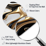 Liquid Gold Black And White Wave Dimension - Asymmetric Metal Wall Art