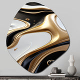 Liquid Gold Black And White Wave Dimension - Asymmetric Metal Wall Art