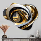 Liquid Gold Black And White Swirling Dimension I - Asymmetric Metal Wall Art